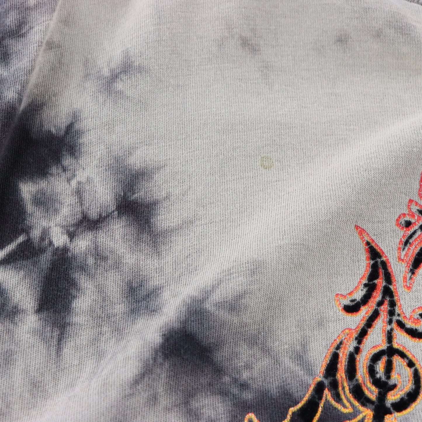AFFLICTION Rainbow Spell Out Logo & Fleur-De-Lis Grey Tie-Dye Vintage Y2K T-Shirt (XXL)