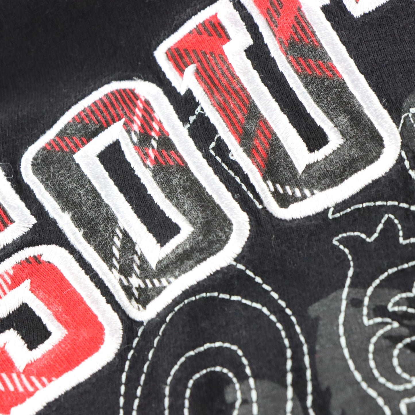 SOUTHPOLE 'Authentic Collection' Black & Red Plaid Embroidered Logo Patch Waffle Sleeve Vintage Y2K Long Sleeve Tee (L TALL)