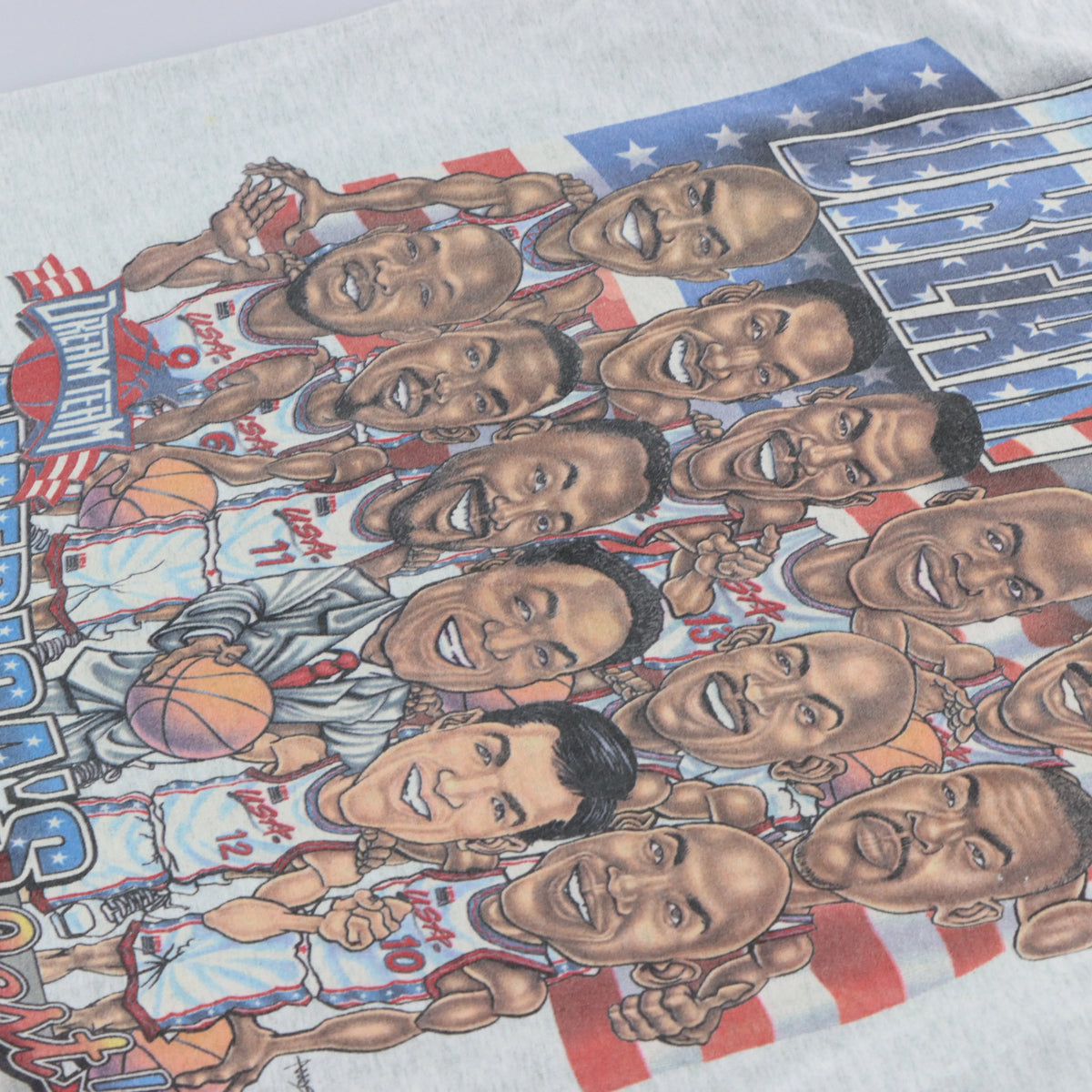 90's Vintage 'Dream Team' NBA Olympics Single Stitch USA Made Grey T-Shirt (L)