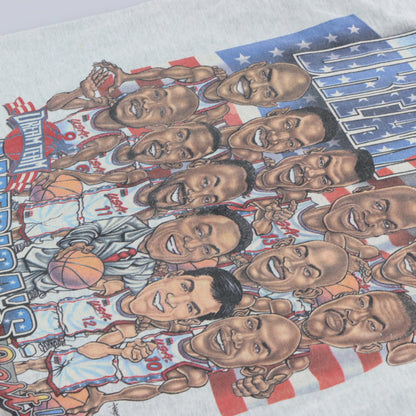 90's Vintage 'Dream Team' NBA Olympics Single Stitch USA Made Grey T-Shirt (L)