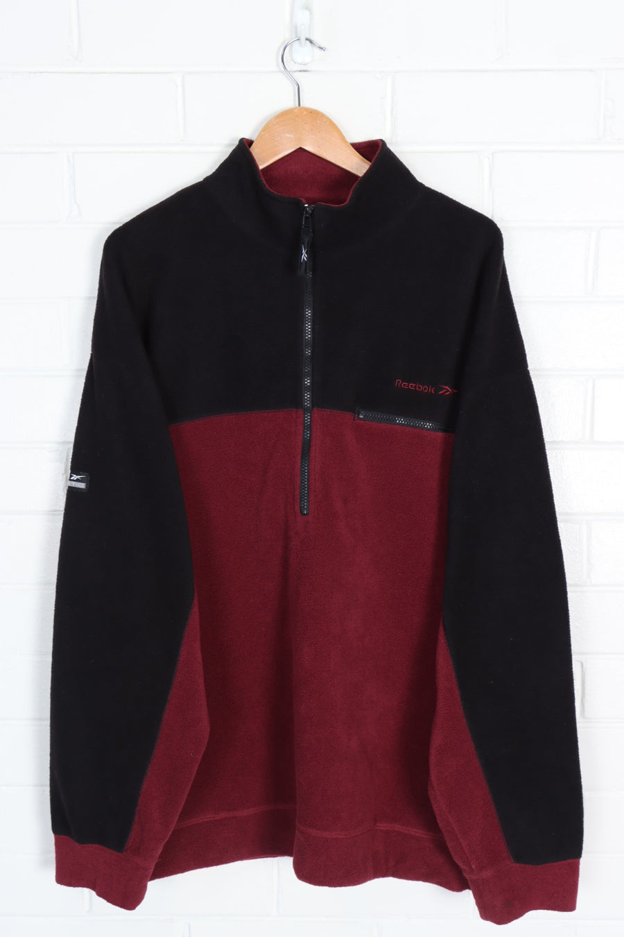 REEBOK Burgundy & Black 1/4 Zip Fleece Jumper (4XL)