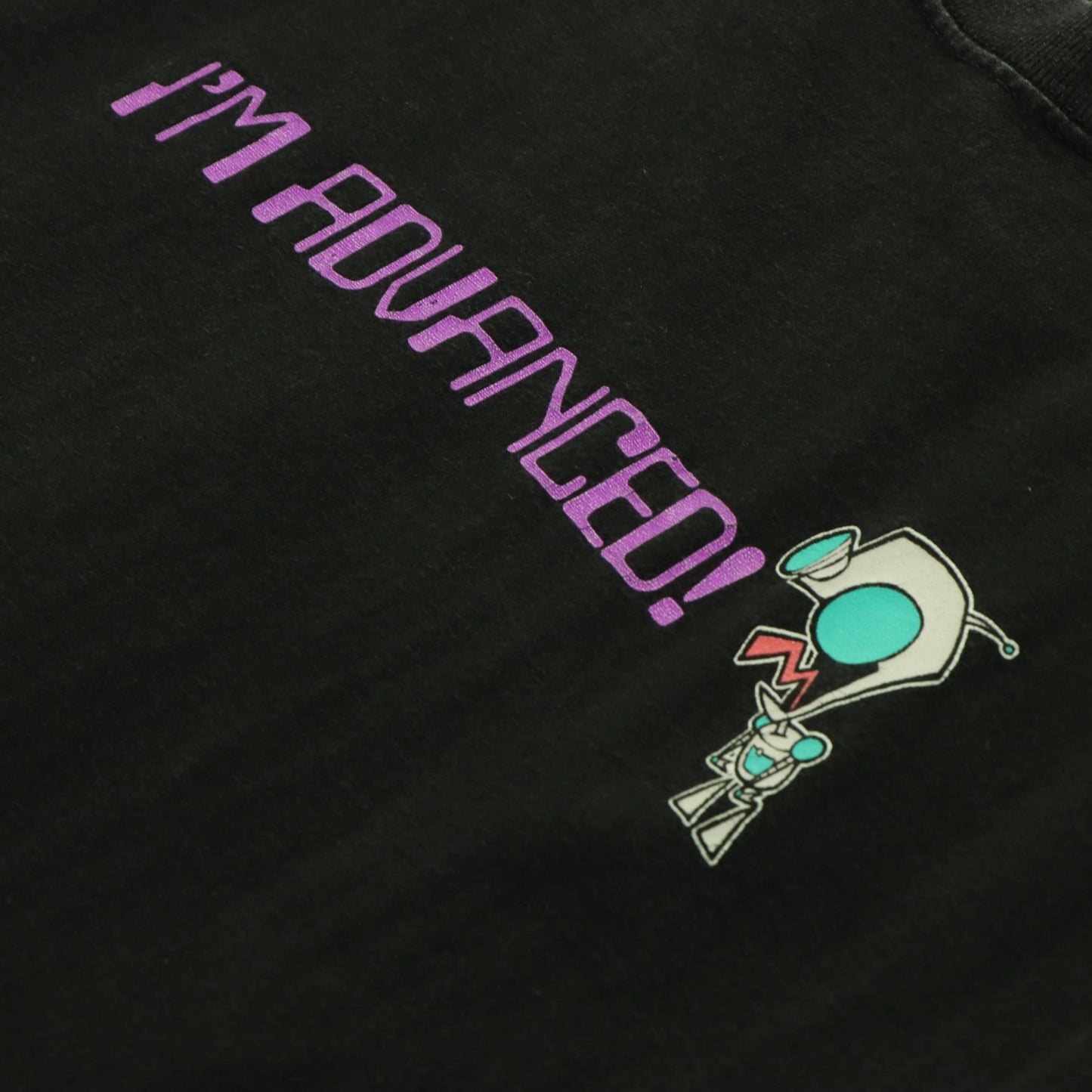 Vintage INVADER ZIM Y2K Nickelodeon 'I'm Advanced' Sci-Fi Black T-Shirt (L)