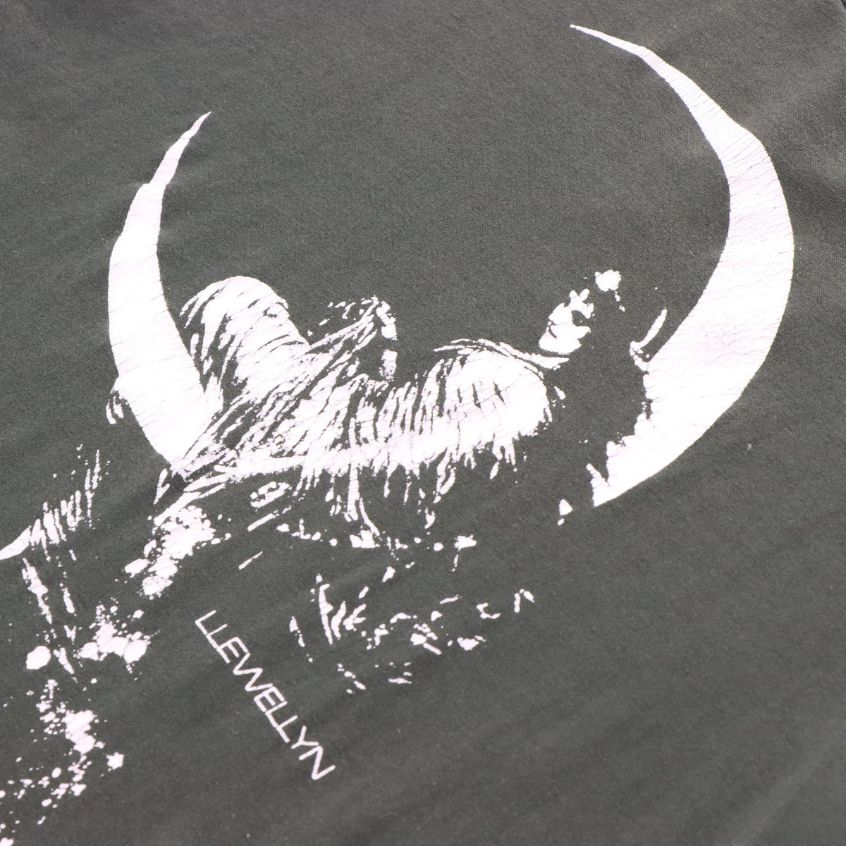 Vintage LLEWELLYN Grey & White 'Fairy Of The Moon' Single Stitch T-Shirt (L)