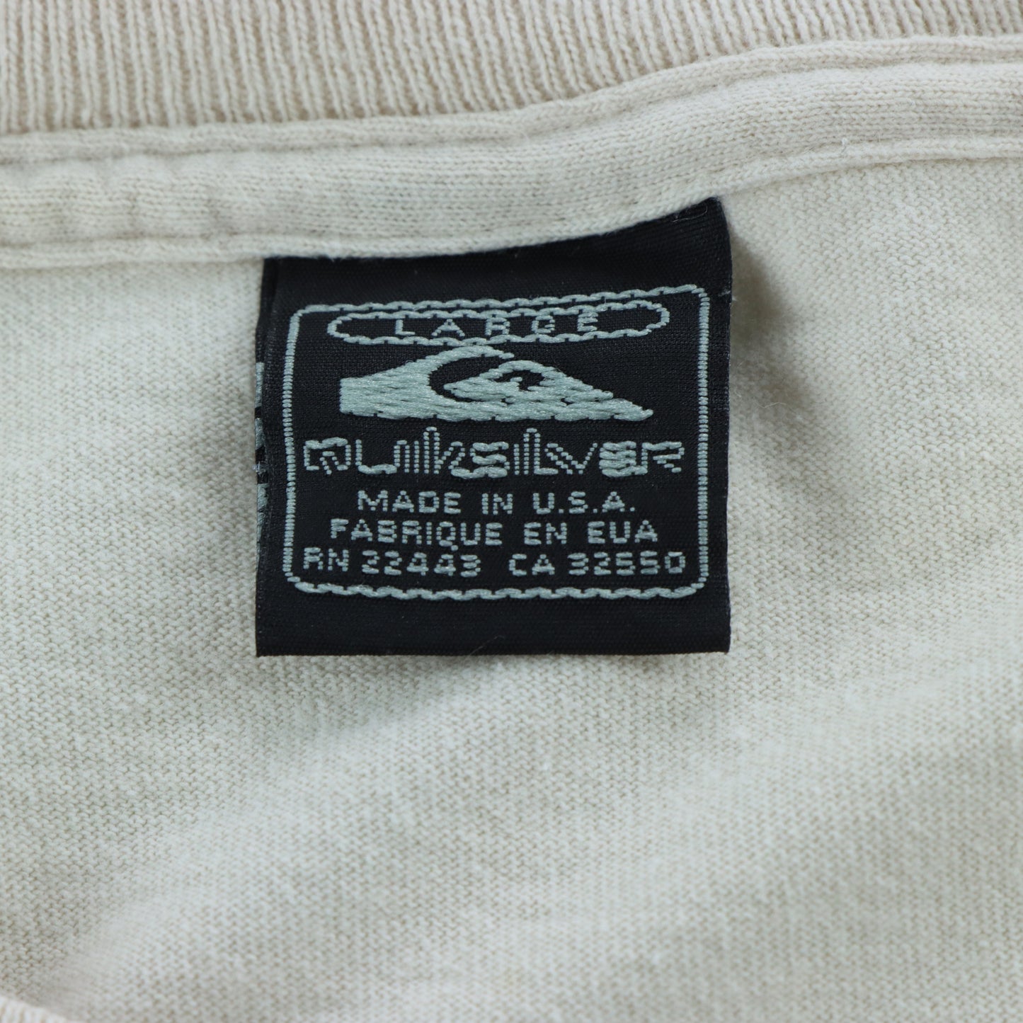 QUIKSILVER Light Beige Retro Boardriding Graphic USA Made T-Shirt (M-L)