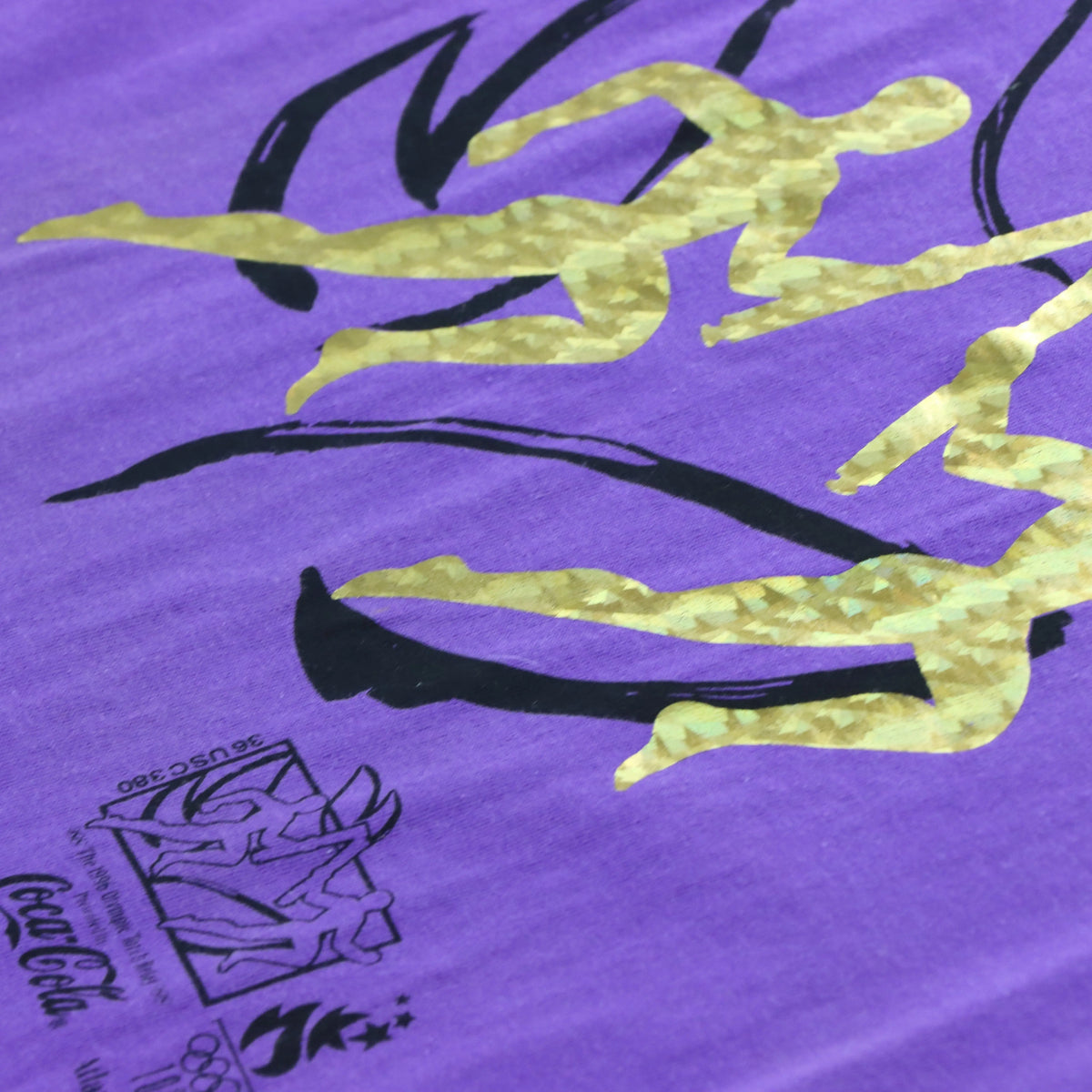 1966 Vintage OLYMPIC Torch Relay Purple & Gold Athletics T-Shirt (M)