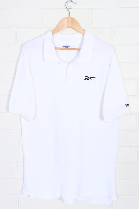 REEBOK Knit Texture Embroidered White Tall Polo Shirt (M)