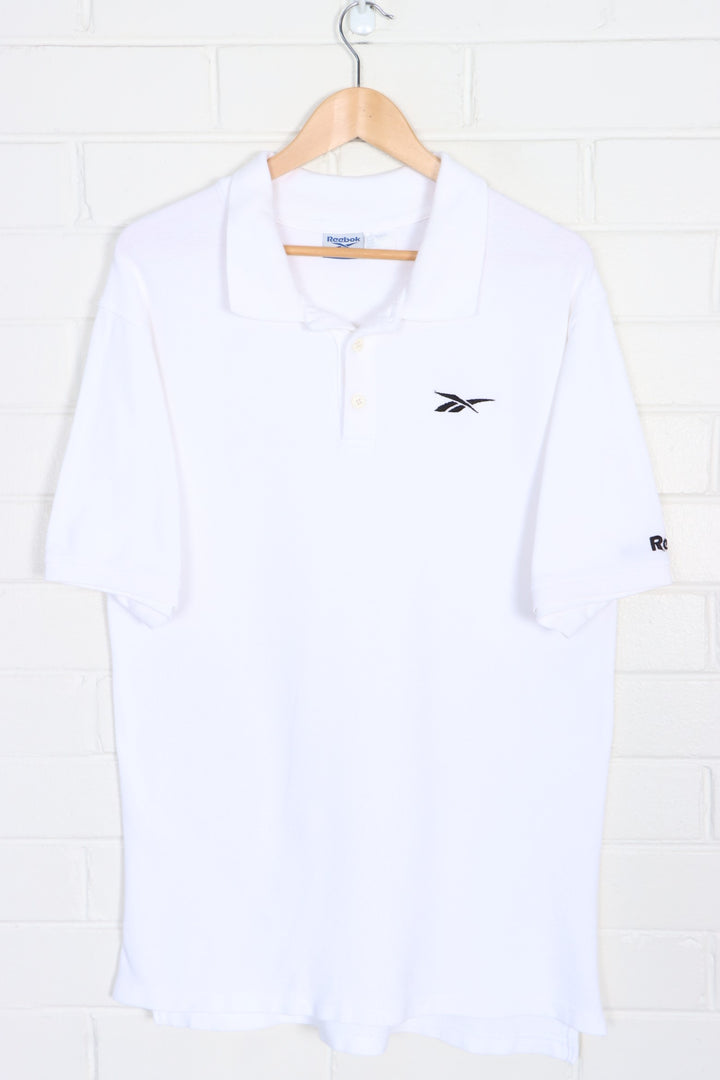 REEBOK Knit Texture Embroidered White Tall Polo Shirt (M)