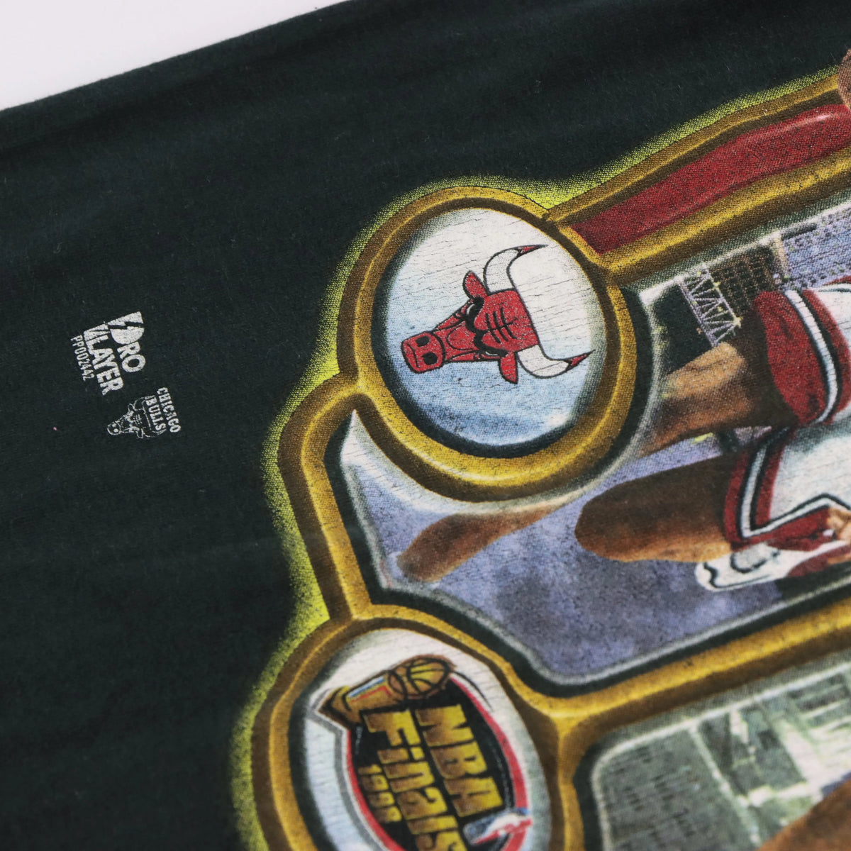 Vintage 1998 Pippen Malone NBA Chicago Bulls Basketbll Black T-Shirt (M)