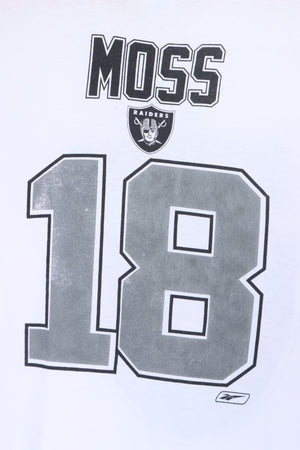 NFL Oakland Raiders #18 Randy Moss Big Logo BOOTLEG Reebok T-Shirt (XL)