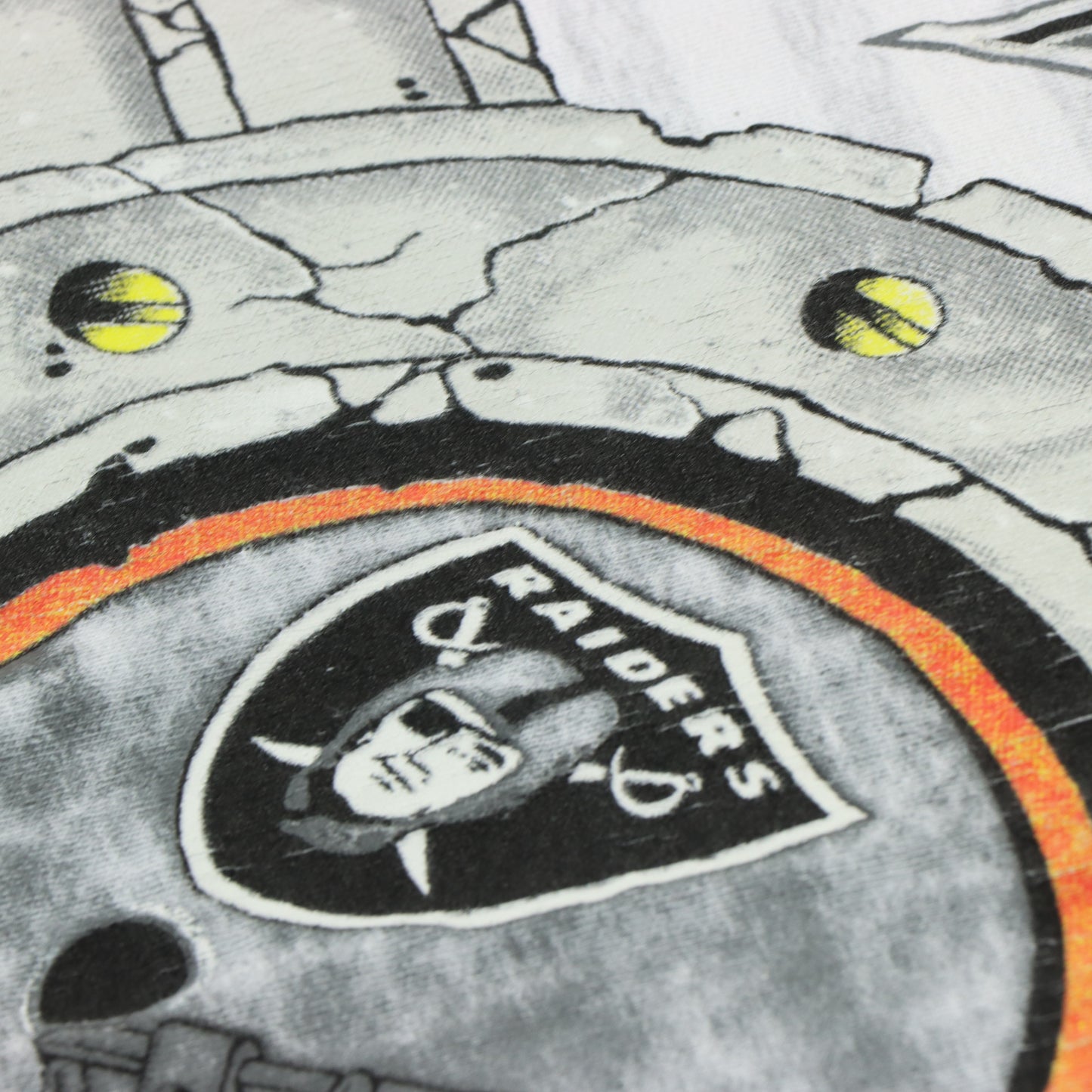 1991 RAIDERS NFL USA Made Single Stitch Striped Football Tee (L-XL)