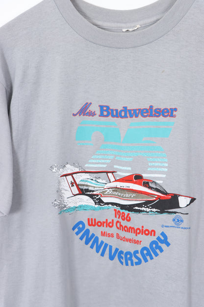 VINTAGE 1986 World Champion Miss Budweiser 50/50 Single Stitch Tee (M-L)