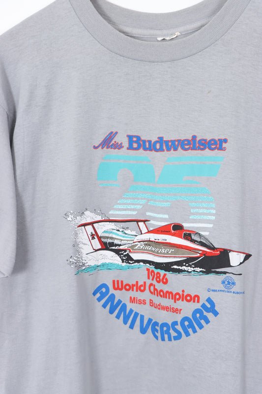 VINTAGE 1986 World Champion Miss Budweiser 50/50 Single Stitch Tee (M-L)