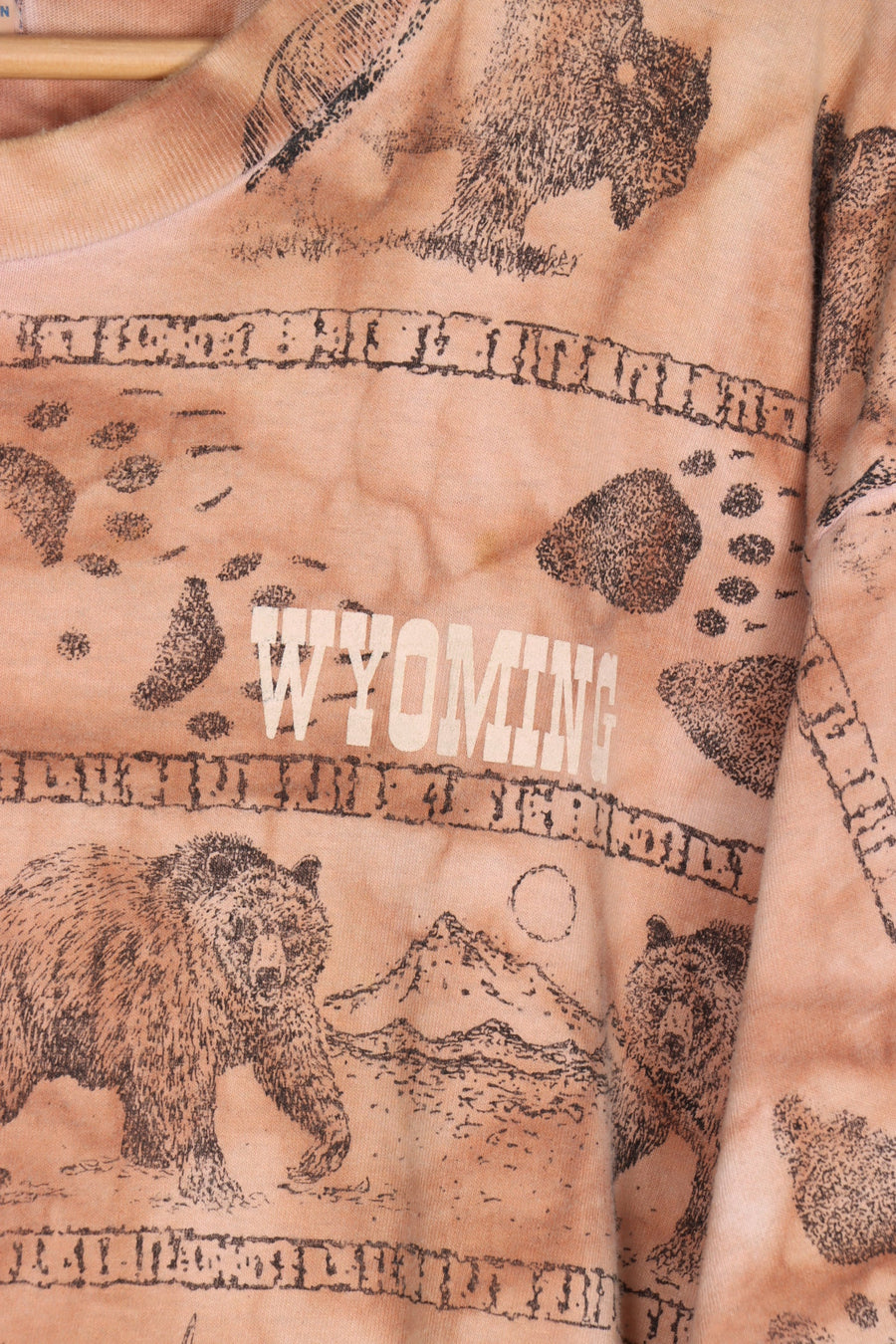WYOMING Animal Nature Tribal Tie-Dye USA Made All Over Print Tee (XL)