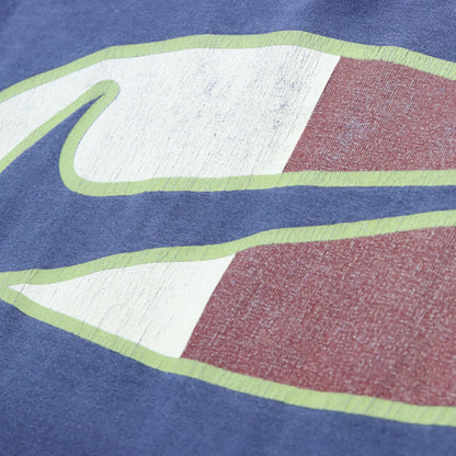 NIKE Big Swoosh Logo Vintage USA Made Navy Blue T-Shirt (L-XL)