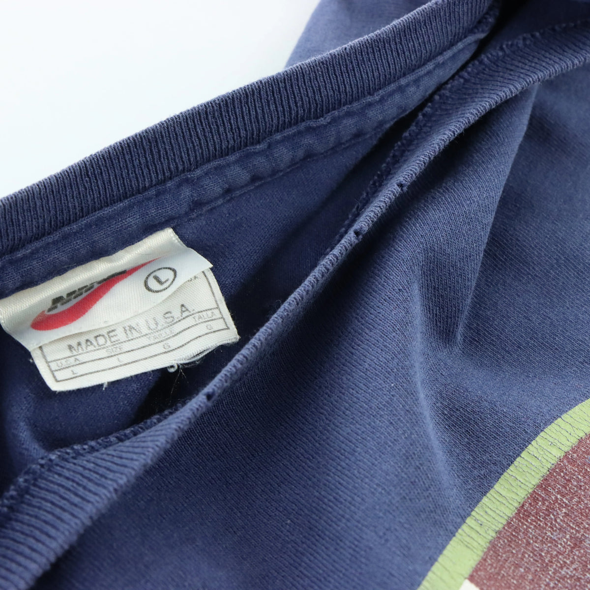 NIKE Big Swoosh Logo Vintage USA Made Navy Blue T-Shirt (L-XL)