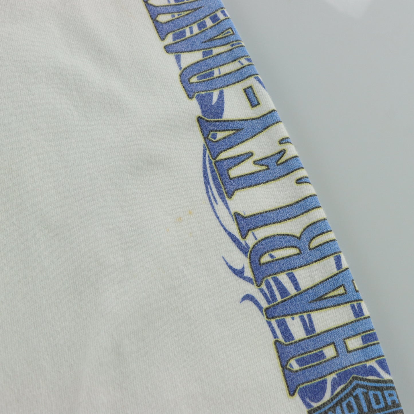 HARLEY DAVIDSON Las Vegas White & Blue Flame Logo Long Sleeve Tee (L)