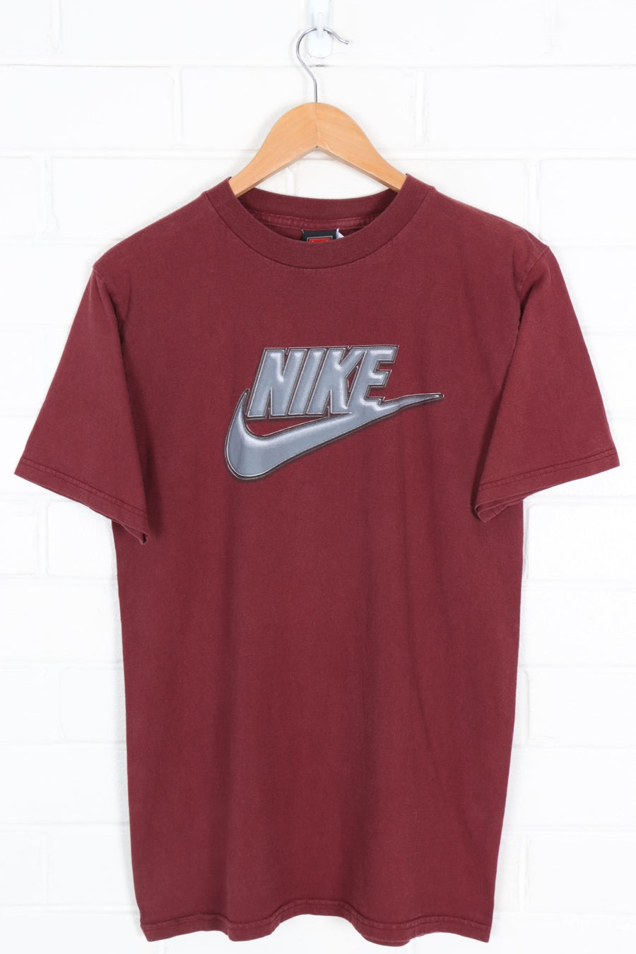 NIKE Maroon & Grey Graphic Swoosh Tee (S-M)