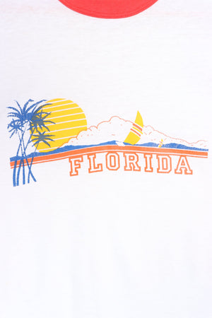 Florida Beach Sunset Single Stitch Ringer T-Shirt (S)