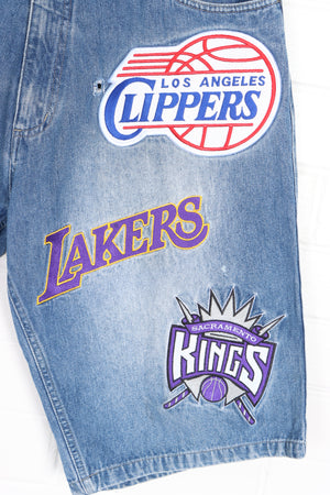 UNK NBA Team Logo Embroidered Patches Denim Basketball Jorts Shorts (34)