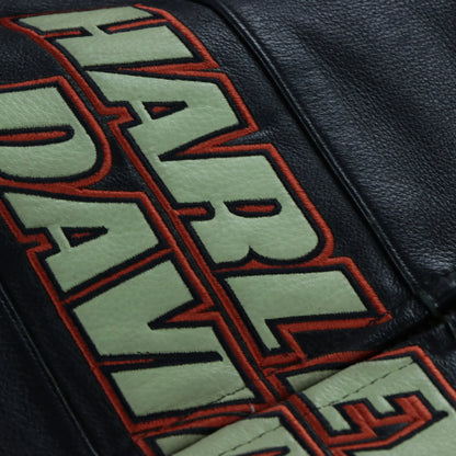 HARLEY DAVIDSON Cruiser Embroidered Logo #1 Genuine Leather Motorcycle Jacket (XL) - Vintage Sole Melbourne