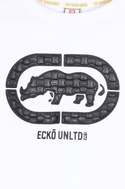ECKO UNLTD Leather Patch Logo White T-Shirt (XL)