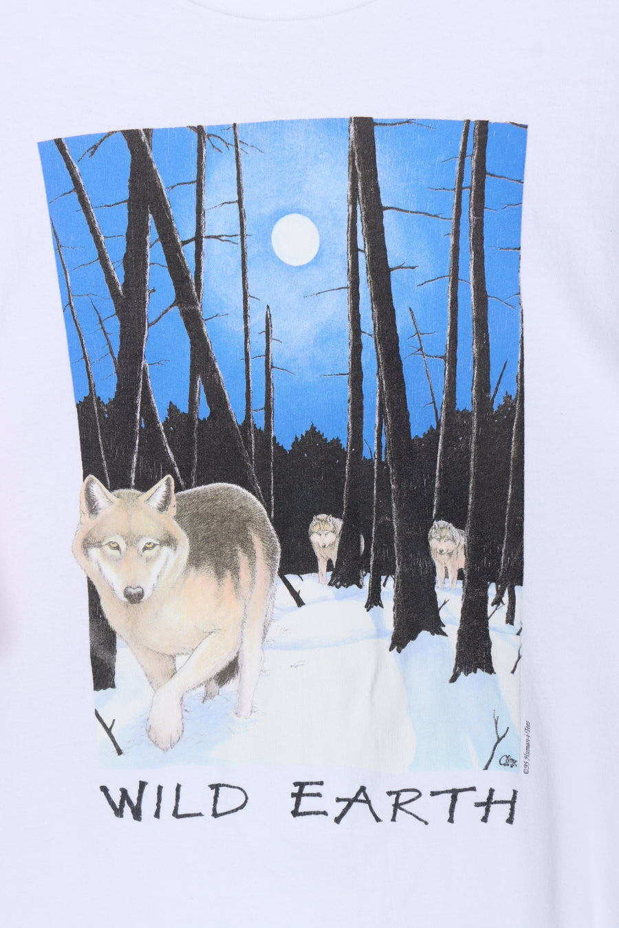 Vintage 1995 Wild Earth Wolf Snow Animal T-Shirt (XXL)