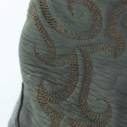 BLACK JACK Brown Leather Embroidered Pattern USA Made Western Boots (9D) - Vintage Sole Melbourne