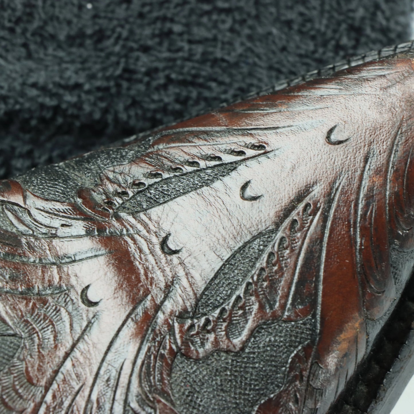 BLACK JACK Brown Leather Embroidered Pattern USA Made Western Boots (9D) - Vintage Sole Melbourne