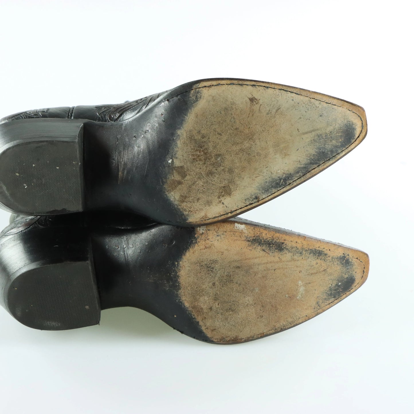 BLACK JACK Brown Leather Embroidered Pattern USA Made Western Boots (9D) - Vintage Sole Melbourne