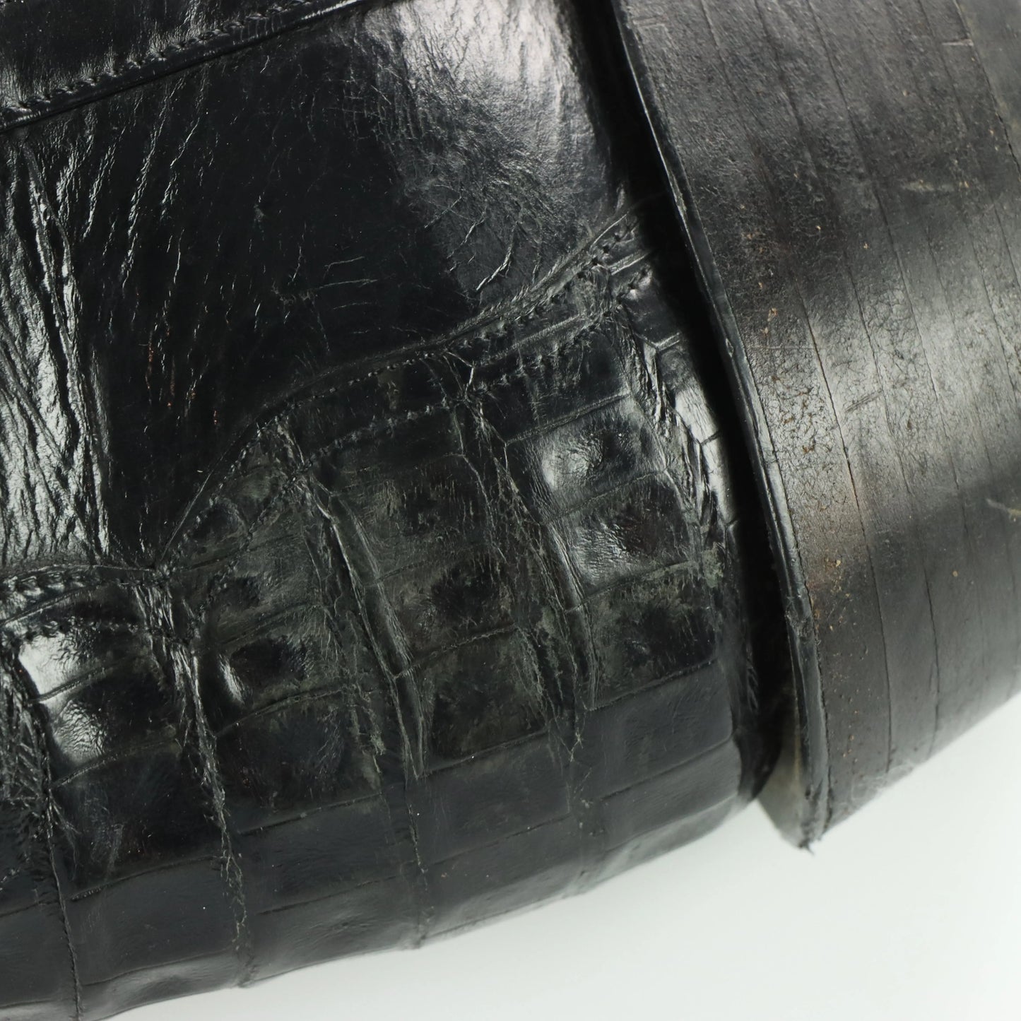 LUCCHESE Alligator Skin USA Made Black Western Boots (12) - Vintage Sole Melbourne