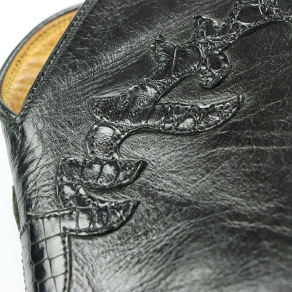LUCCHESE Alligator Skin USA Made Black Western Boots (12) - Vintage Sole Melbourne