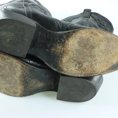 LUCCHESE Alligator Skin USA Made Black Western Boots (12) - Vintage Sole Melbourne