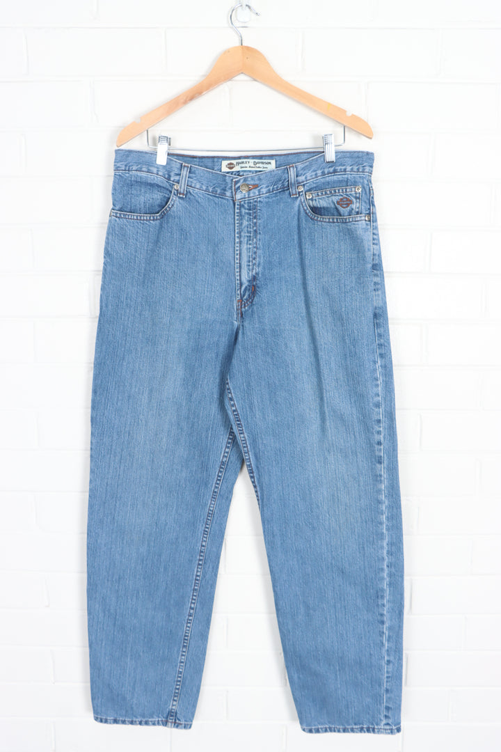 HARLEY DAVIDSON 'Relaxed Leg' Medium Wash Denim Y2K Jeans (36x32)