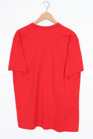 NIKE Gold Textured Centre Swoosh Logo Red T-Shirt (L)