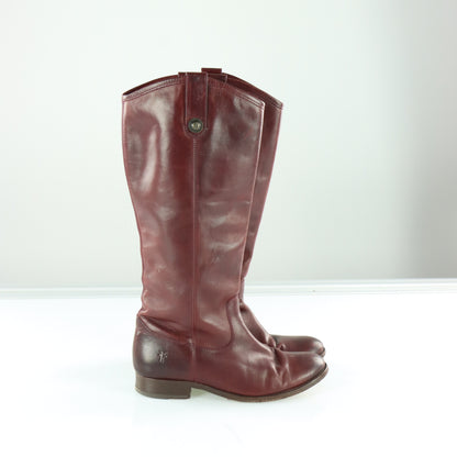 FRYE 'Melissa' Button Redwood Leather Round Toe Boots (7.5 B)