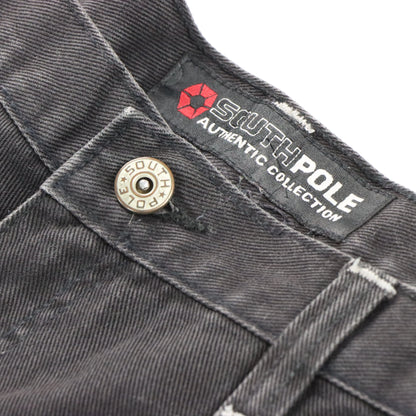 Vintage SOUTHPOLE Y2K Black Dark Wash Wide Denim Jeans (36)