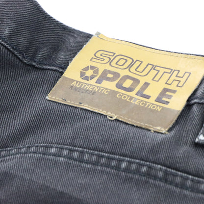 Vintage SOUTHPOLE Y2K Black Dark Wash Wide Denim Jeans (36)