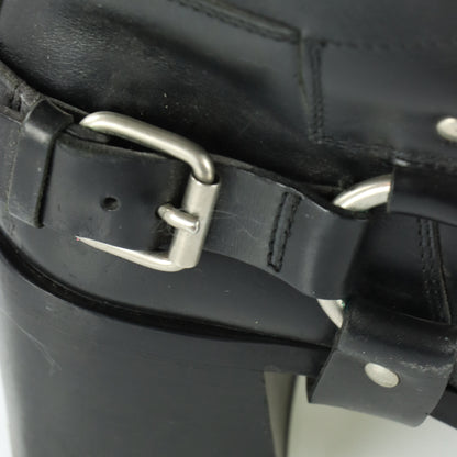 MIU MIU Black Heeled Harness Italy Made Motorcycle Boots (38)