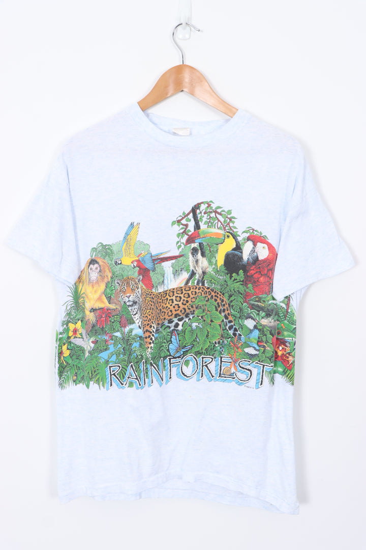 Vintage 1991 HABITAT Rainforest Animal USA Made T-Shirt (L)