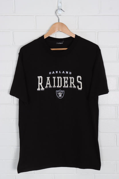 Oakland Raiders Embroidered NFL Metallic Detail Football Tee (M)