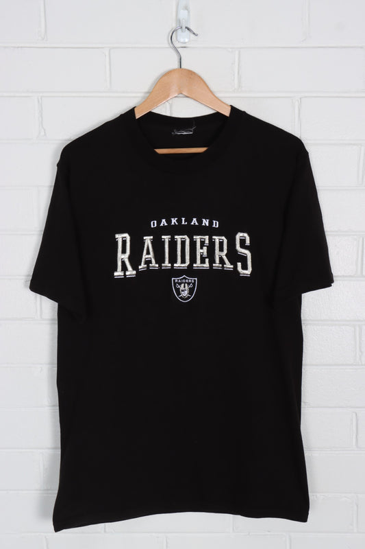 Oakland Raiders Embroidered NFL Metallic Detail Football Tee (M)