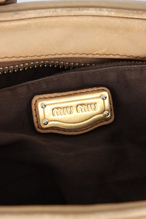 MIU MIU Camel Tan Leather Bowling Tote Handbag
