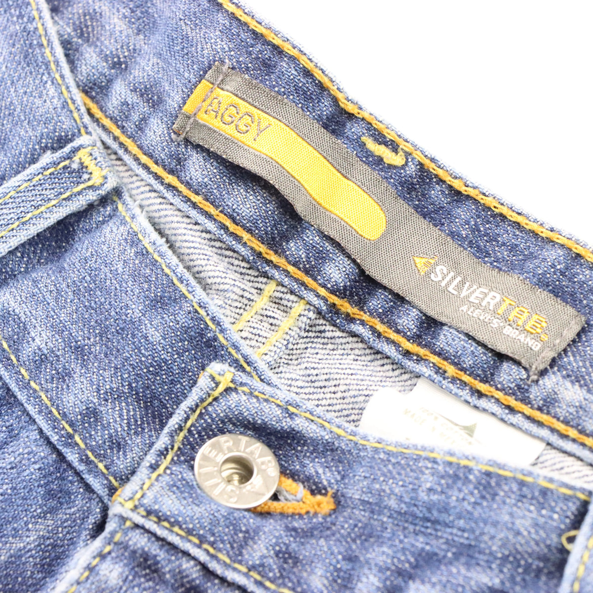 Vintage SILVER TAB LEVI'S Baggy Yellow Stitch Blue Jeans (34 x 34)