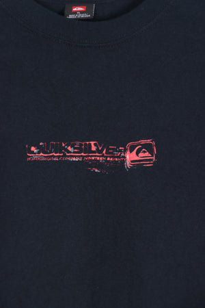 QUIKSILVER Black & Red Logo Surf Skate Front & Back Tee (XL)