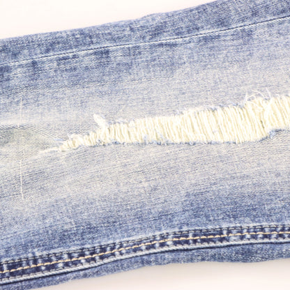 Vintage AFFLICTION Y2K 'Gage' Embroidered Cross Pockets Distressed Blue Jeans (38)