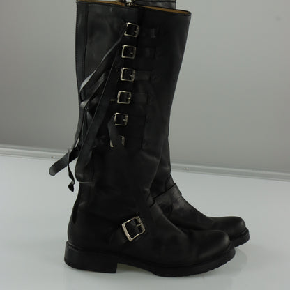 FRYE 'Veronica' Strap Tall Zip Up Black Buckle Boots (8)