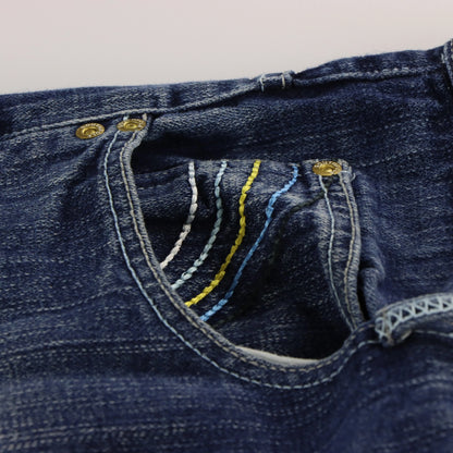 Vintage Y2K SOUTHPOLE Cool Tone Embroidered Pocket Jorts Faded Blue Jean Shorts (29)