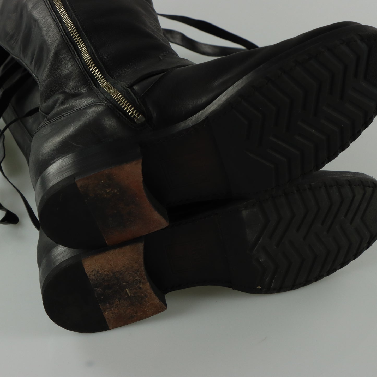 FRYE 'Veronica' Strap Tall Zip Up Black Buckle Boots (8)