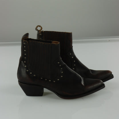 FRYE 'Sacha' Stud Chelsea Brown Leather Ankle Boots (8.5 B)