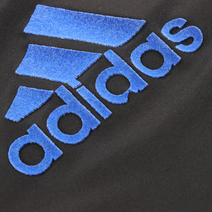 Vintage 90s ADIDAS Felt Spell Out Logo Black USA Made Jersey (L)